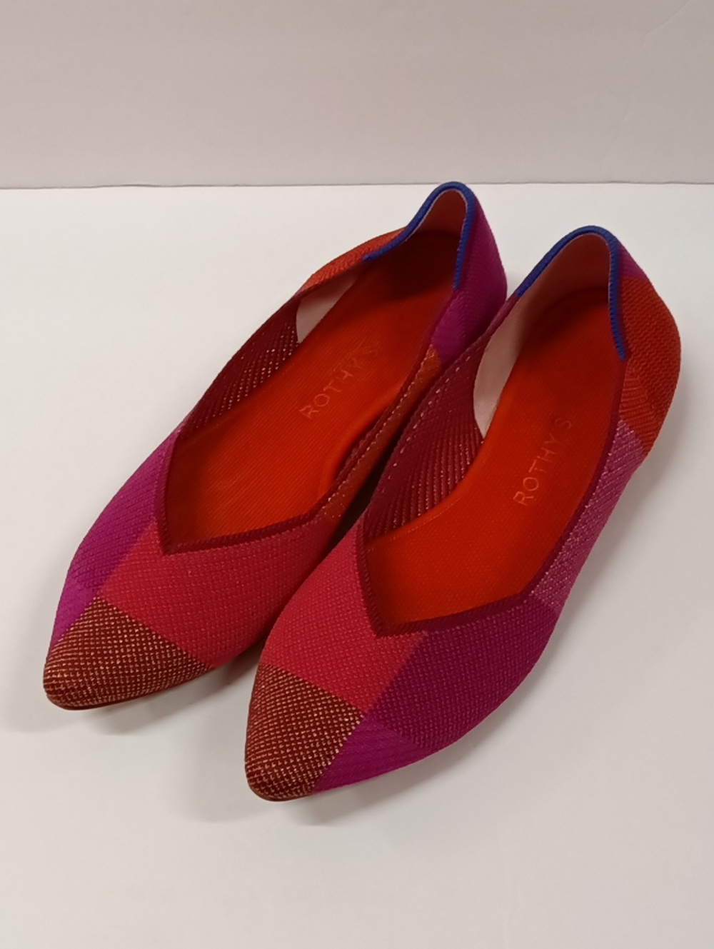 Rothy's The Point Flats Colorblock Pomegranate Metallic Size 11 Retired